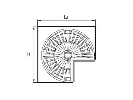 Koš otočný CARUSEL Classic 3/4 2-koš+tyč chrom (Šířka skříňky 800 mm)