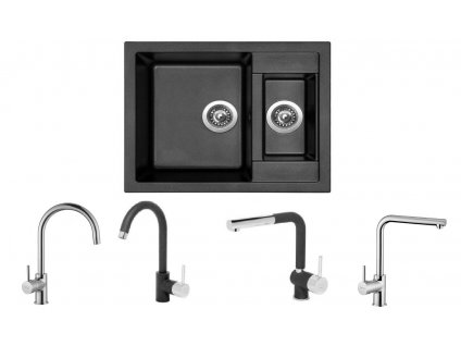 Set Sinks CRYSTAL 615.1 Metalblack + baterie  + Dárek