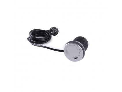 Elektro zasuvka SINGLE hlinik 1 x 230V a 1x USB nakres