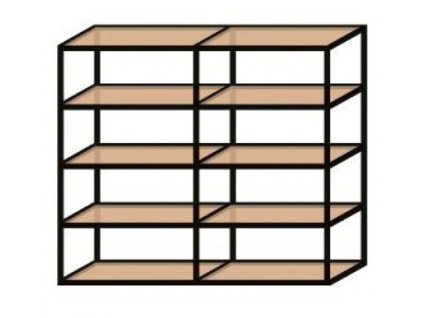 K20 systém policový regál černý mat (Rozměr 1600x1500x400 mm)