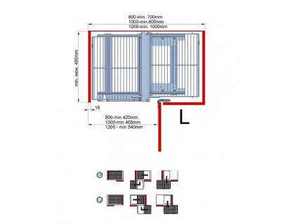 Box rohový CORNER COMFORT White plné dno Cr/bílý (Šířka dvířek 520 mm, Šířka skříňky 1200 mm, Varianta Levý)