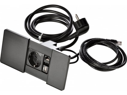 Elektro zásuvka VersaPAD 230V, RJ45, USB černá