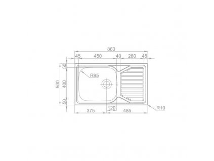 Sinks OKIO 860 XXL V matný 0,6 mm (Povrch Matný)