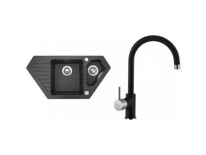 Sinks BRAVO 850.1 + VITALIA GR (Barva Černá granitová, Označení Granblack)