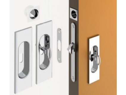 Zámek S - LOCK na klíč s obdelníkovými mušlemi (Barva Nikl kartáčovaný)
