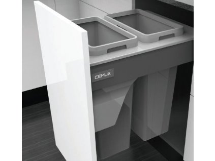CEMUX Sorter Bins 450 mm - 2 x 27L, výška 570 mm + H Box SLIM bílý