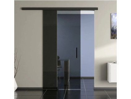 Cemux STARSHIP GLASS sada na 80 kg s tlumením, kolejnice černá mat (Délka 400 cm)