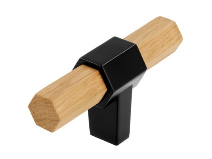 Úchytka dřevěná dub lakovaný/černá matná