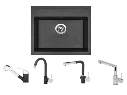 Set Sinks SOLO 560 + baterie (Barva Černá granitová, Označení Granblack)