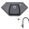 Set Sinks NAIKY 980 + baterie (Barva Černá granitová, Baterie VITALIA, Označení Granblack)
