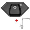 Set Sinks NAIKY 980 + baterie (Barva Černá granitová, Baterie VITALIA, Označení Granblack)