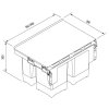 Odpadkovy kos FRANKE Sorter Garbo 60 4, 2x 8 l a2x 12 l nakres