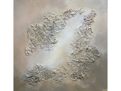 Abstraktní obraz se strukturou a metalickými odlesky