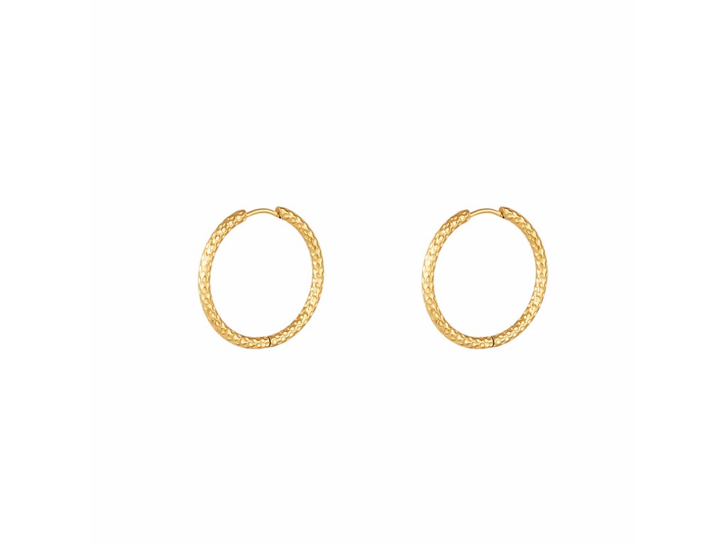 Vzorované náušnice kruhy Gold 22 mm