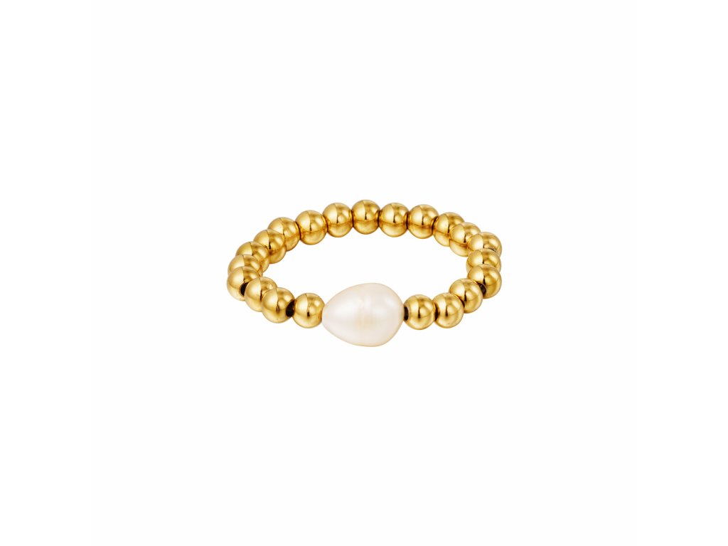 Korálkový prsten s perlou