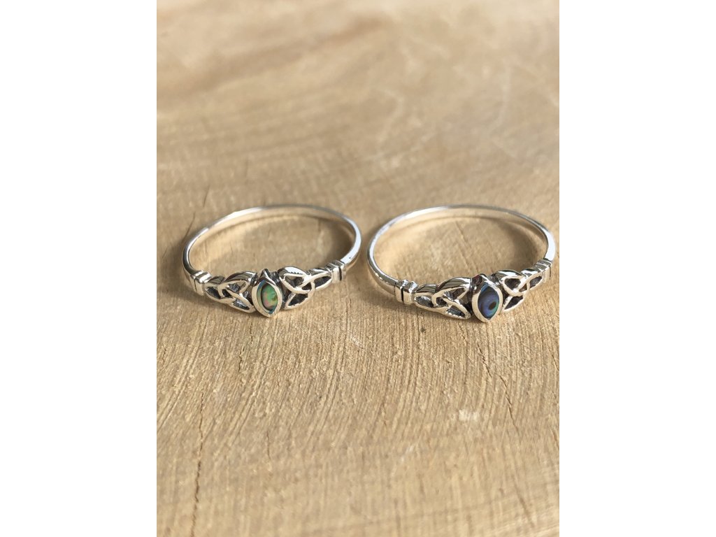 Stříbrný prstýnek Celtic Abalone