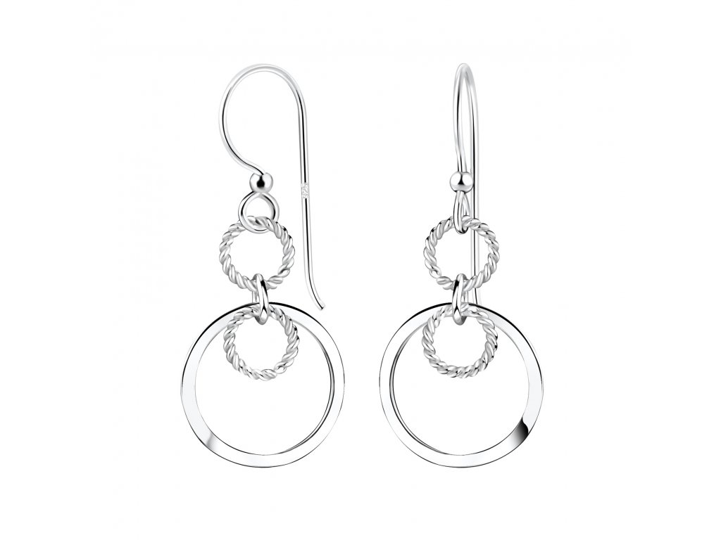 Stříbrné náušnice spojené kruhy II  Ag 925/1000
