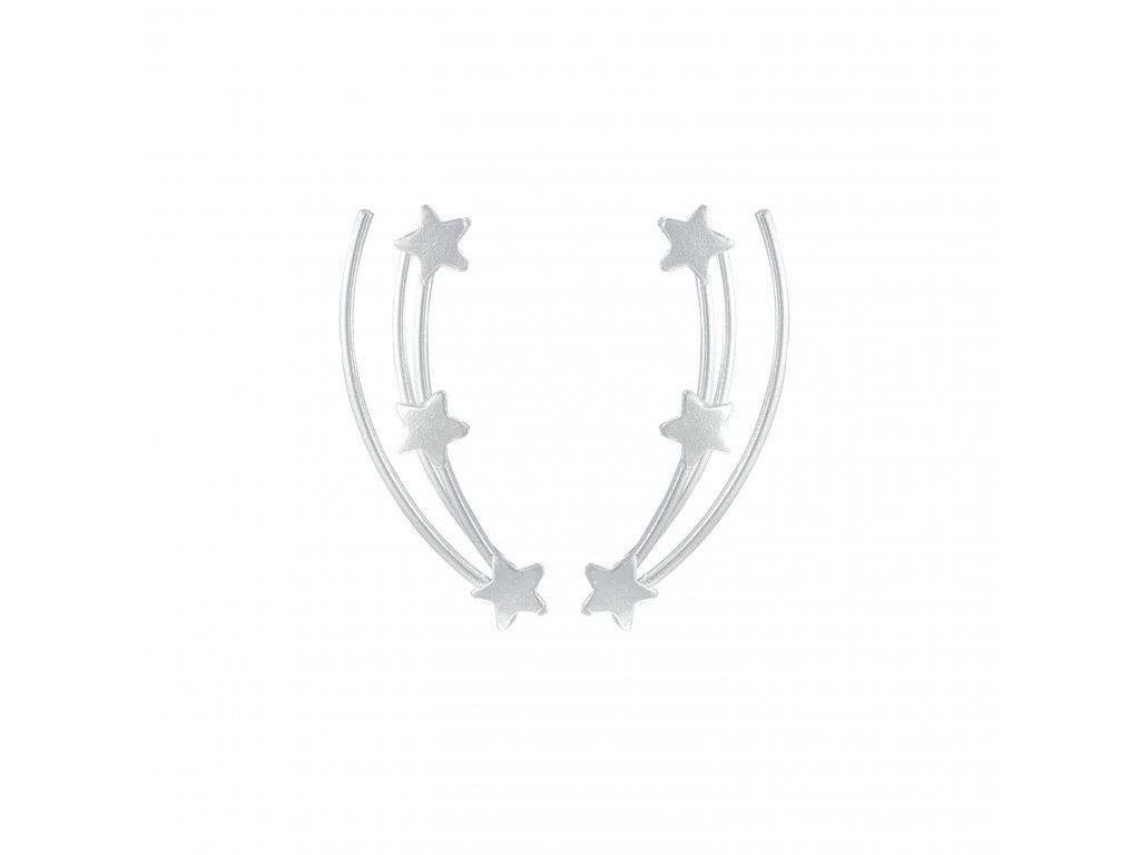 Stříbrné podélné náušnice s hvězdičkami  Ag 925/1000