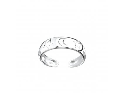 Stříbrný prsten na nohu Moon and Star  Ag 925/1000
