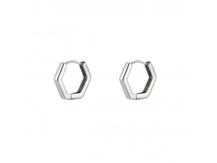 Náušnice kruhy HEXAGON Silver