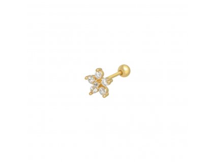 Piercing FLOWER se Zirkony Gold