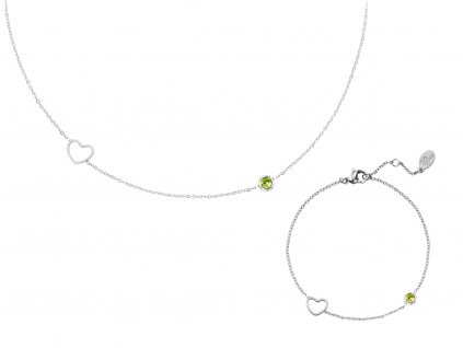 Sada náhrdelníku a náramku BIRTHSTONE Silver - Srpen Dárková krabička zdarma