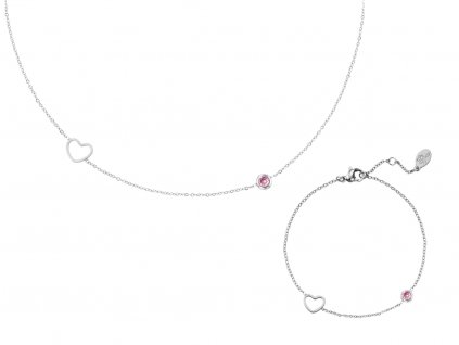Sada náhrdelníku a náramku BIRTHSTONE Silver - Říjen Dárková krabička zdarma