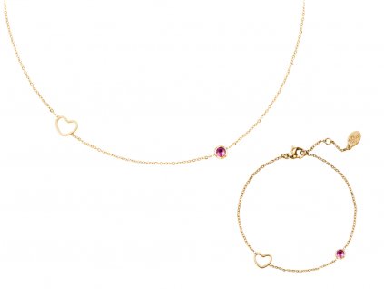 Sada náhrdelníku a náramku BIRTHSTONE Gold - Červenec Dárková krabička zdarma
