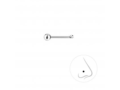 Stříbrný piercing Ball s kuličkou 2 mm  Ag 925/1000