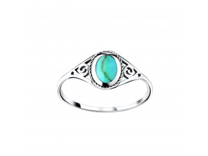 Stříbrný prstýnek Ornament Tyrkys  Ag 925/1000