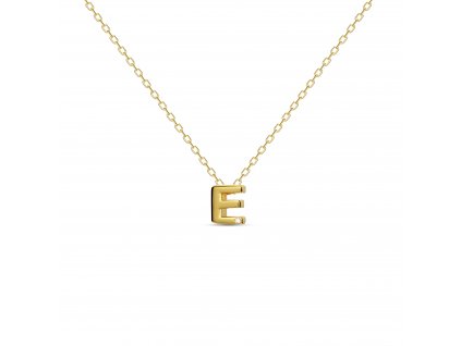 E letter necklace gold