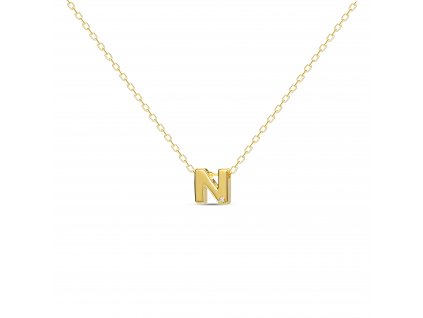 N letter necklace gold