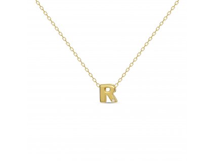 R letter necklace gold