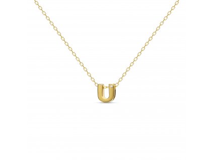 U letter necklace gold
