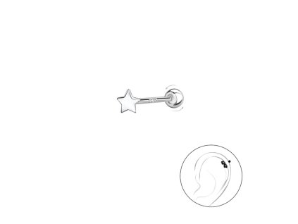 Stříbrný piercing STAR