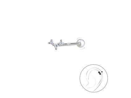 Stříbrný piercing ROCKIE 0,8 x 8 mm