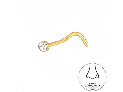 Titanový piercing do nosu s krystalem 2 mm