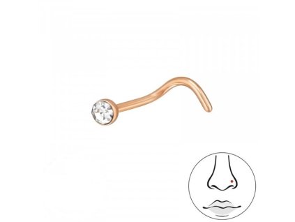 Titanový piercing do nosu s krystalem 2 mm