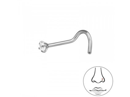 Titanový piercing do nosu s krystalem 2 mm