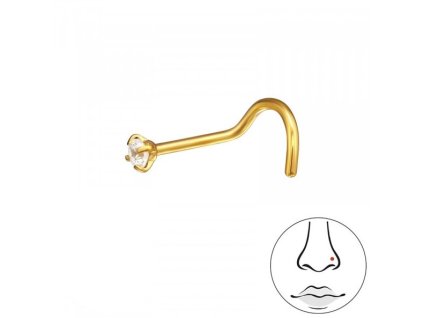 Titanový piercing do nosu s krystalem 2 mm