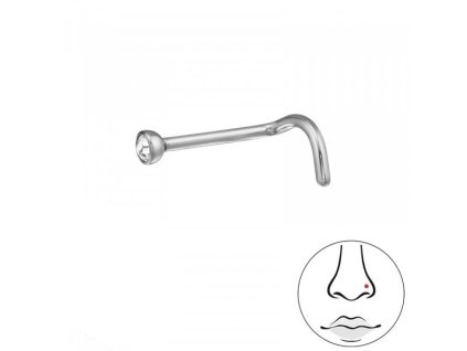 Titanový piercing do nosu s Krystalem 2 mm II