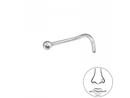 Titanový piercing do nosu s kuličkou 2 mm