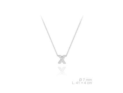 Stříbrný náhrdelník s písmenem "X" se Zirkony