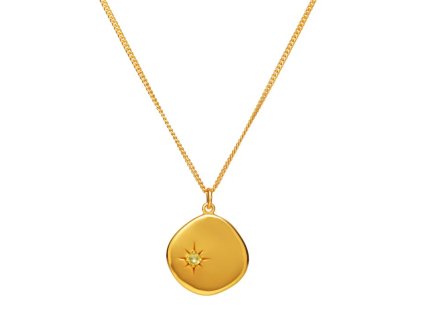 Pozlacený náhrdelník Birthstone Srpen-Olivín