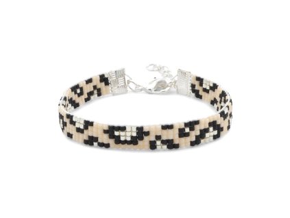 Tkaný Miyuki náramek Leopard silver