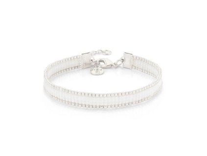 Tkaný Miyuki náramek Simplicity White Silver