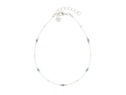 Náramek na nohu White & Turquoise Silver