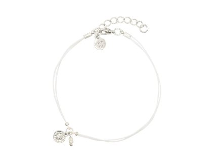 Šňůrkový náramek na nohu Coin White Silver