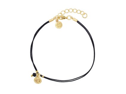 Šňůrkový náramek na nohu Coin Black Gold