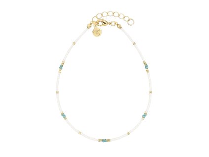 Náramek na nohu White & Turquoise Gold